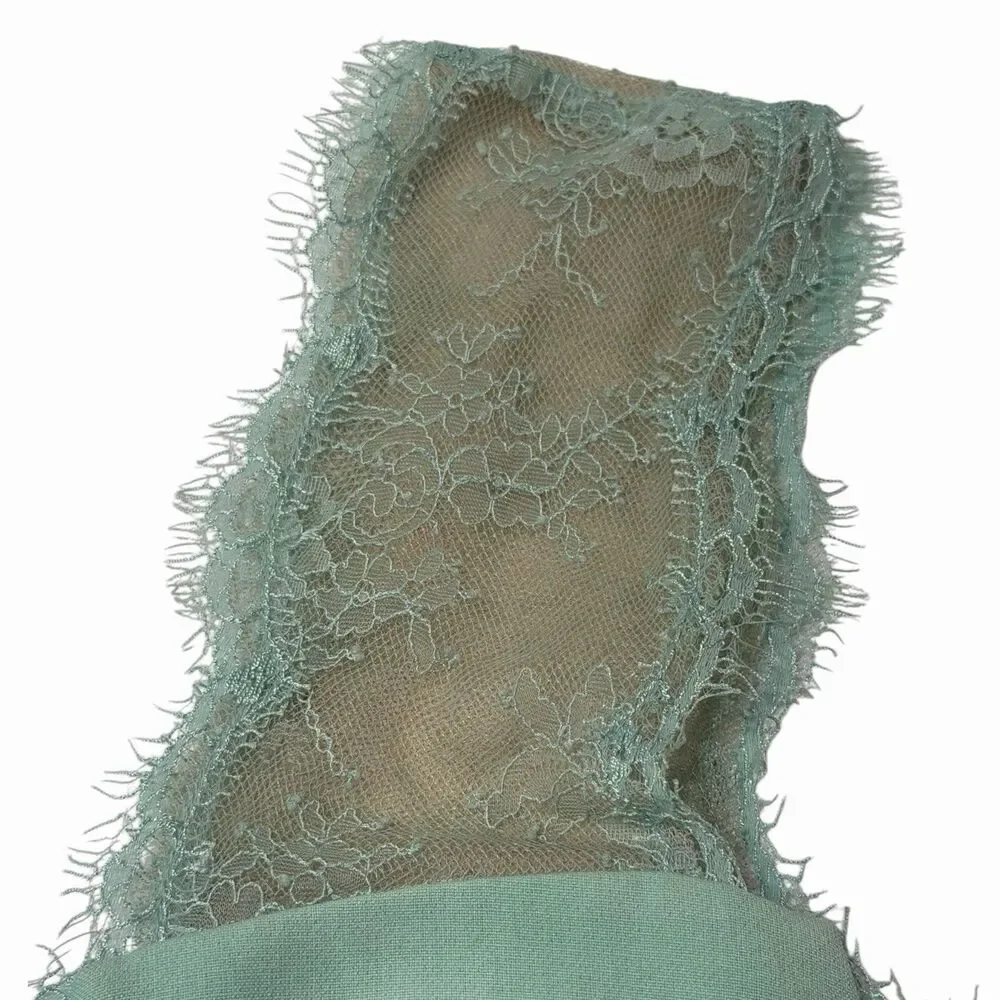 BCBGMAXAZRIA Dress Women 0 Fit Flare Green Lace Peplum Cocktail Party Dress - Picture 11 of 13